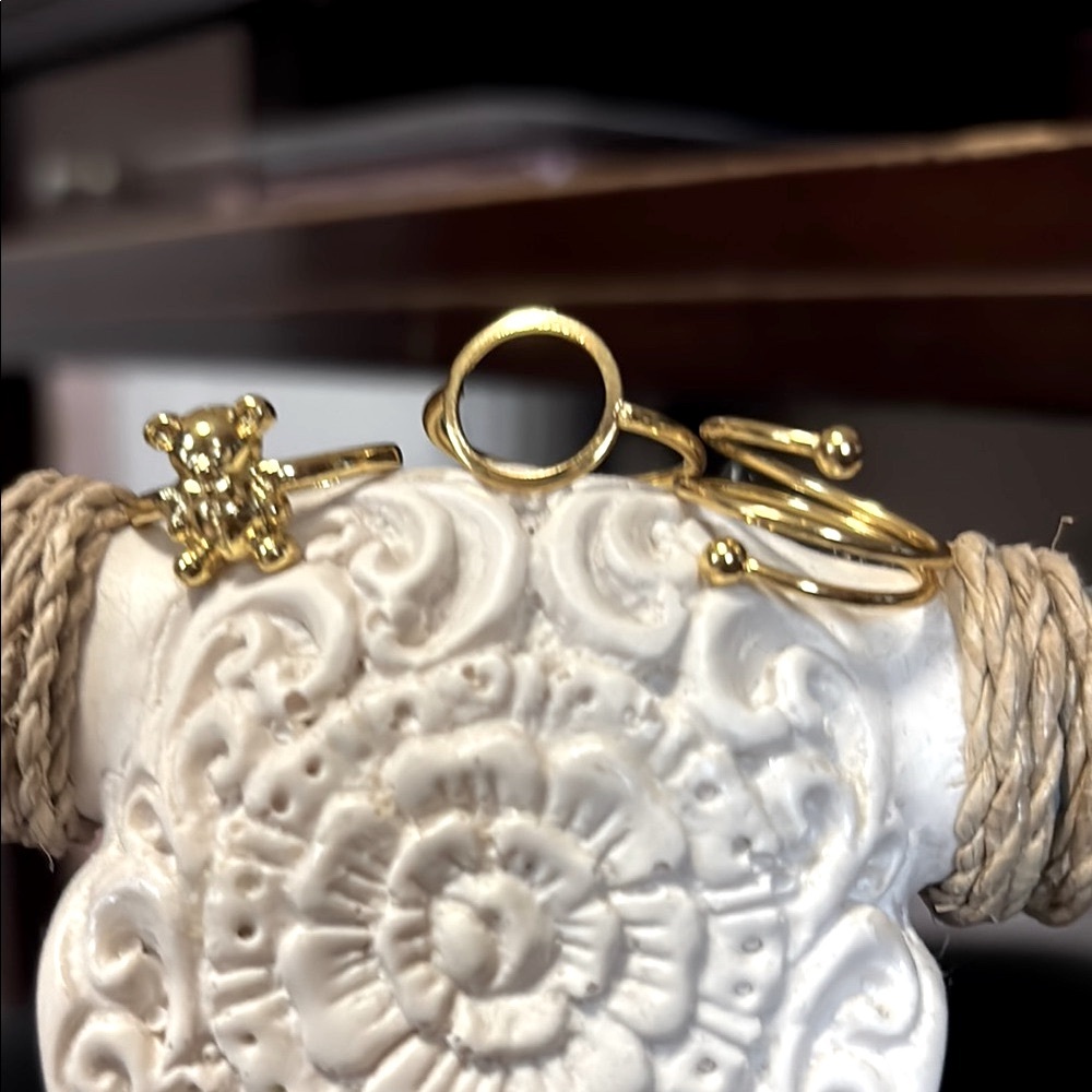 Gold Bear Ring Set with Circle and. Wrap ring included